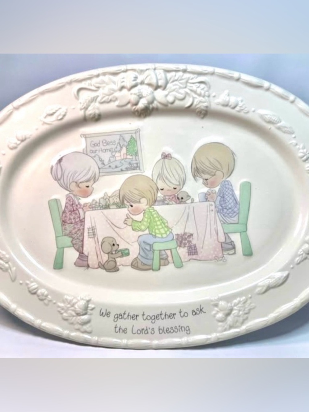 1994 Precious Moments Rare Large Porcelain China Serving Platter – 18” x 13”
